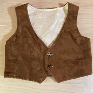 Western Velvet Vest Cowboy Horse Buttons Lined Rodeo Brown size 6-8 years Unisex